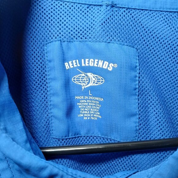 Reel Legends Mens Fishing Shirt Size Large Mesh Lined Short Sleeve Blue Polyeste - Picture 3 of 14